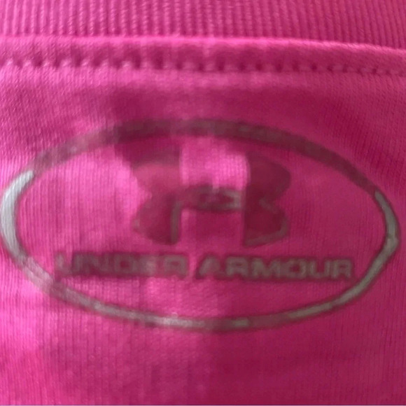 UNDER ARMOUR GIRLS PINK HEATGEAR HEAT GEAR SHIRT TOP SHORT SLEEVE SIZE YXL XL - Picture 2 of 2
